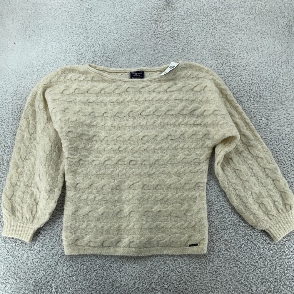 Abercrombie & Fitch Cable Knit Sweater Womens Medium Cream‎ Ivory Pullover